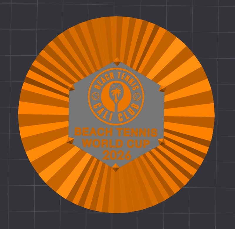 Digital concept render of the Beach Tennis World Cup medal